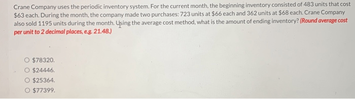 Crane company uses a periodic inventory system