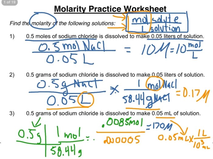 Molarity practice problems worksheet answers